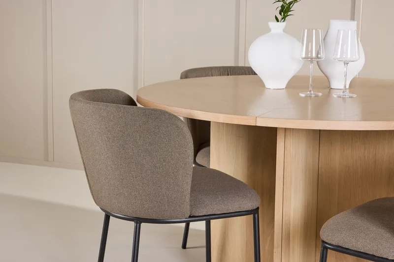 Oval matgrupp Venture Home Brun Vitputsad 4st - Møbler - Bord - Spisegruppe