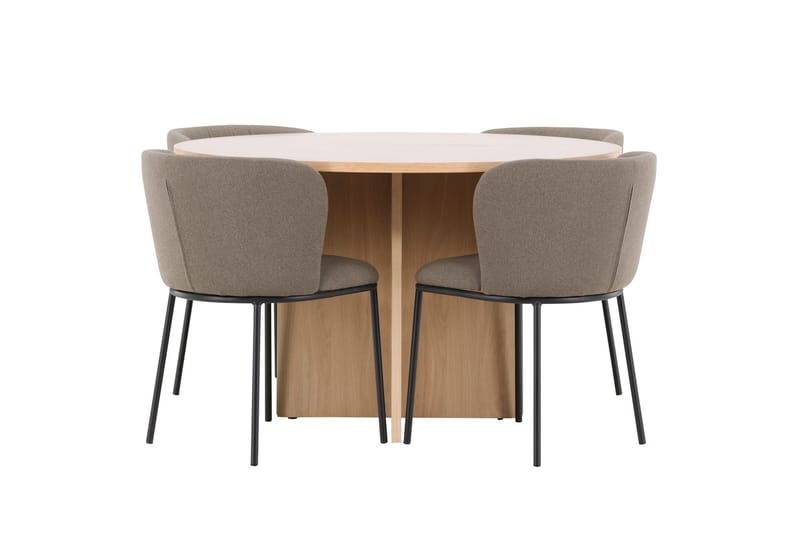 Oval matgrupp Venture Home Brun Vitputsad 4st - Møbler - Bord - Spisegruppe