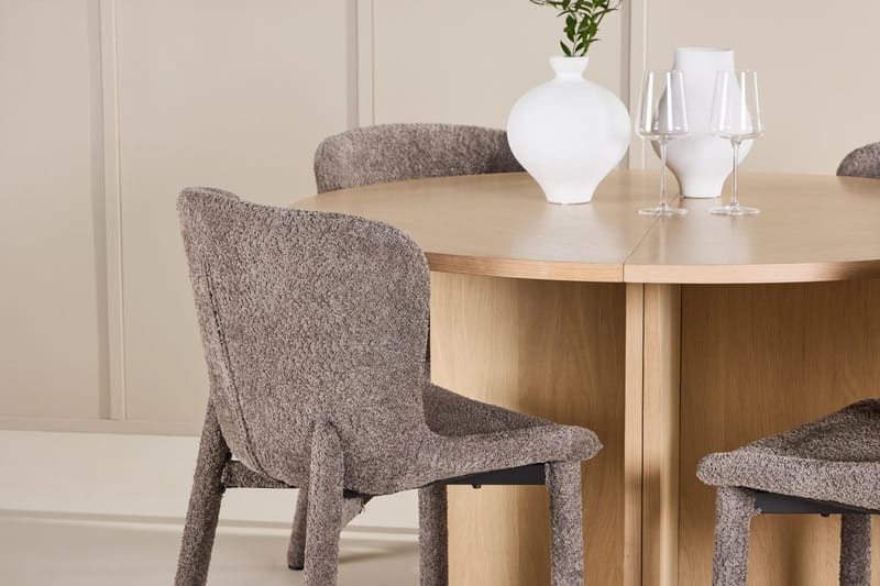 Oval matgrupp Venture Home Brun Vitputsad 4st - Møbler - Bord - Spisegruppe