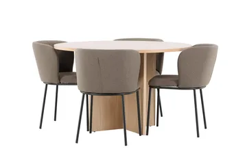 Oval matgrupp Venture Home Brun Vitputsad 4st - Møbler - Bord - Spisegruppe