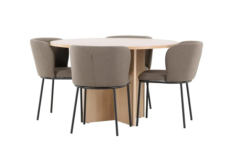 Oval matgrupp Venture Home Brun Vitputsad 4st - Møbler - Bord - Spisegruppe