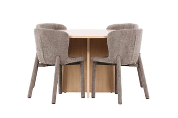 Oval matgrupp Venture Home Brun Vitputsad 4st - Møbler - Bord - Spisegruppe