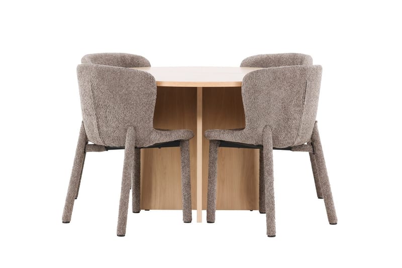 Oval matgrupp Venture Home Brun Vitputsad 4st - Møbler - Bord - Spisegruppe