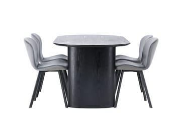 Oval matgrupp Venture Home Grå Svart 4st - Møbler - Bord - Spisegruppe