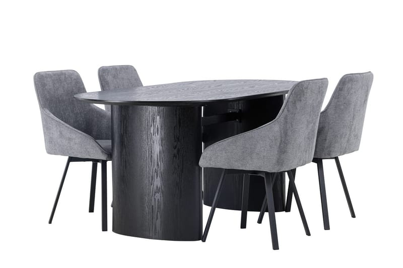 Oval matgrupp Venture Home Grå Svart 4st - Møbler - Bord - Spisegruppe