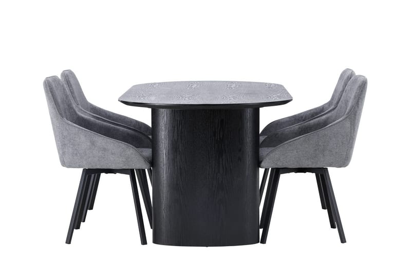Oval matgrupp Venture Home Grå Svart 4st - Møbler - Bord - Spisegruppe