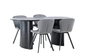 Oval matgrupp Venture Home Grå Svart 4st - Møbler - Bord - Spisegruppe
