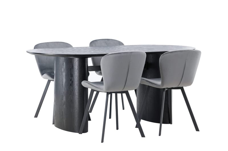 Oval matgrupp Venture Home Grå Svart 4st - Møbler - Bord - Spisegruppe