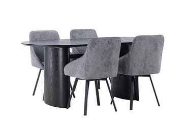 Oval matgrupp Venture Home Grå Svart 4st - Møbler - Bord - Spisegruppe