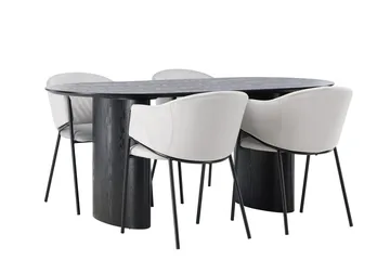 Oval matgrupp Venture Home Grå Svart 4st - Møbler - Bord - Spisegruppe