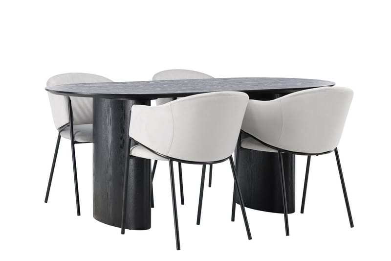Oval matgrupp Venture Home Grå Svart 4st - Møbler - Bord - Spisegruppe