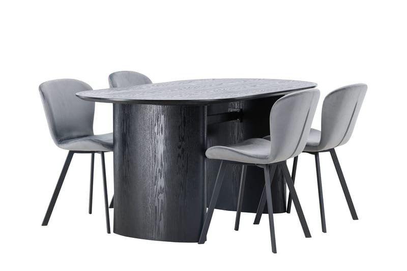 Oval matgrupp Venture Home Grå Svart 4st - Møbler - Bord - Spisegruppe