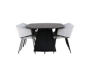 Oval matgrupp Venture Home Grå Svart 6st - Møbler - Bord - Spisegruppe