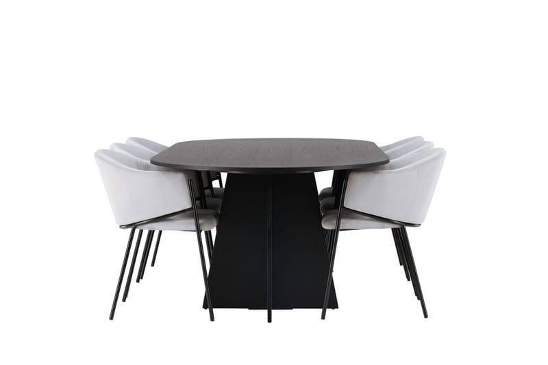 Oval matgrupp Venture Home Grå Svart 6st - Møbler - Bord - Spisegruppe