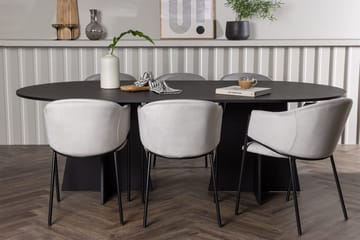 Oval matgrupp Venture Home Grå Svart 6st - Møbler - Bord - Spisegruppe