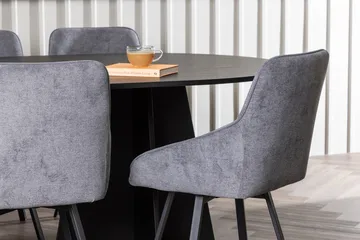 Oval matgrupp Venture Home Grå Svart 6st - Møbler - Bord - Spisegruppe