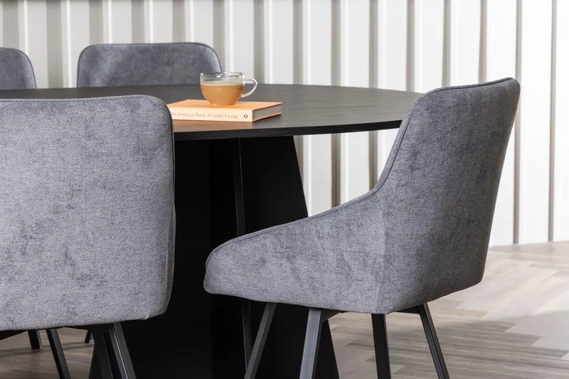 Oval matgrupp Venture Home Grå Svart 6st - Møbler - Bord - Spisegruppe