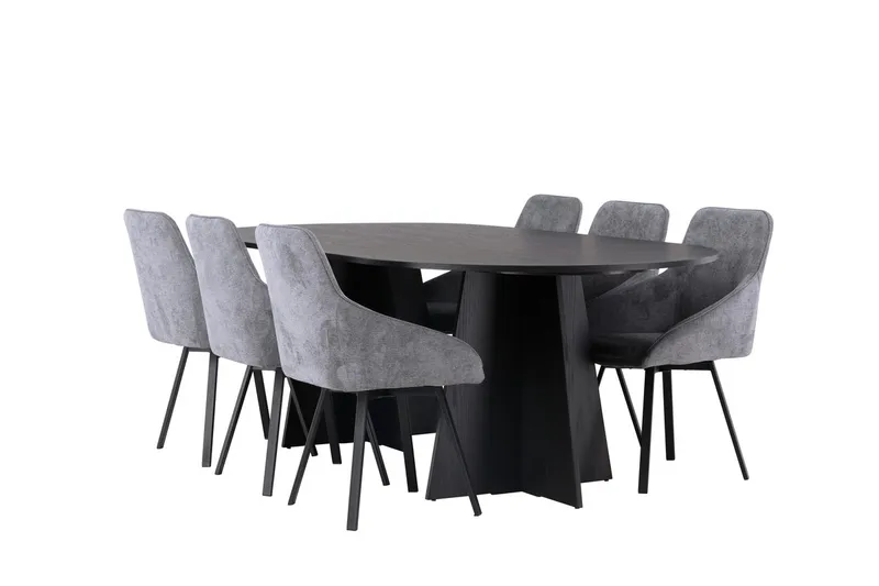 Oval matgrupp Venture Home Grå Svart 6st - Møbler - Bord - Spisegruppe