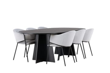 Oval matgrupp Venture Home Grå Svart 6st - Møbler - Bord - Spisegruppe