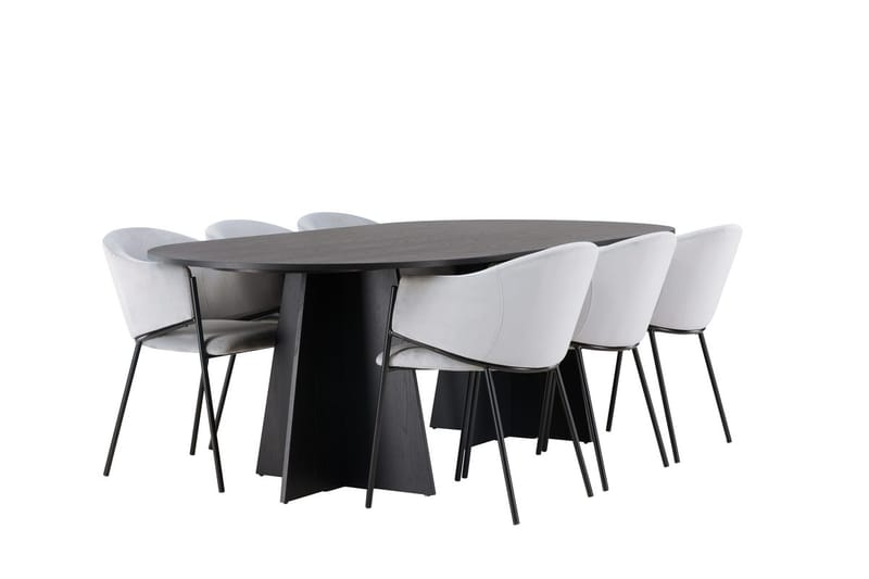 Oval matgrupp Venture Home Grå Svart 6st - Møbler - Bord - Spisegruppe