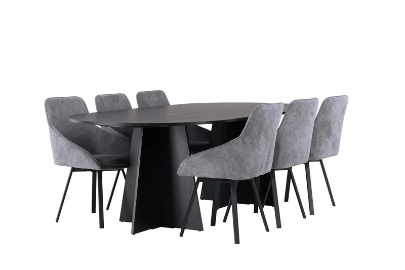 Oval matgrupp Venture Home Grå Svart 6st - Møbler - Bord - Spisegruppe
