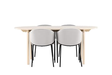 Oval matgrupp Venture Home Grå Vitputsad 4st - Møbler - Bord - Spisegruppe