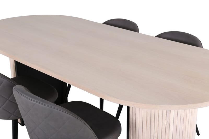 Oval matgrupp Venture Home Grå Vitputsad 4st - Møbler - Bord - Spisegruppe