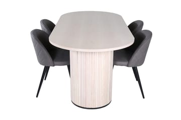 Oval matgrupp Venture Home Grå Vitputsad 4st - Møbler - Bord - Spisegruppe