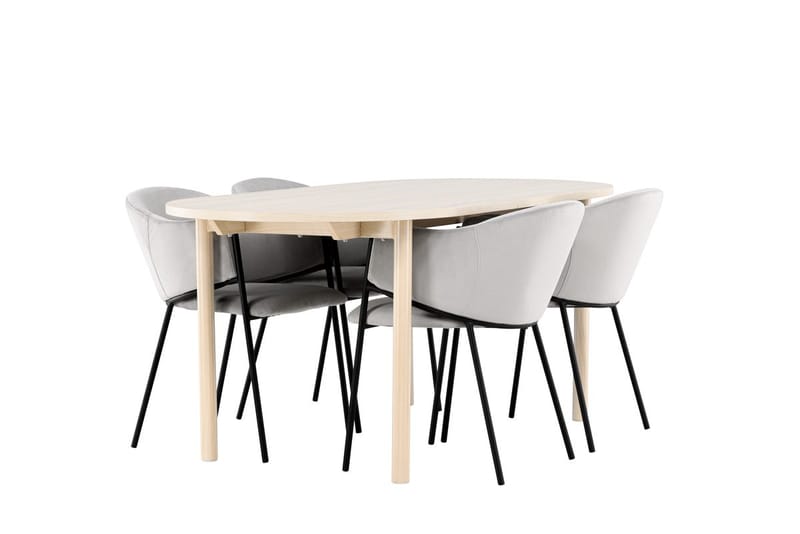 Oval matgrupp Venture Home Grå Vitputsad 4st - Møbler - Bord - Spisegruppe