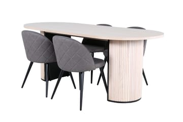 Oval matgrupp Venture Home Grå Vitputsad 4st - Møbler - Bord - Spisegruppe