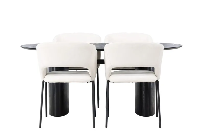 Oval matgrupp Venture Home Offwhite Svart 4st - Møbler - Bord - Spisegruppe