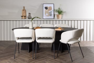 Oval matgrupp Venture Home Offwhite Svart 6st - Møbler - Bord - Spisegruppe