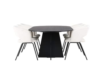 Oval matgrupp Venture Home Offwhite Svart 6st - Møbler - Bord - Spisegruppe