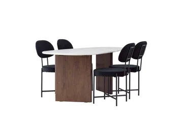 Oval matgrupp Venture Home Svart Ljusgrå 4st - Svart / lysegrå - Møbler - Bord - Spisegruppe