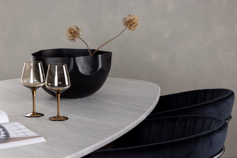 Oval matgrupp Venture Home Svart Ljusgrå 4st - Svart og lysegrå med mørkebrun ramme - Møbler - Bord - Spisegruppe