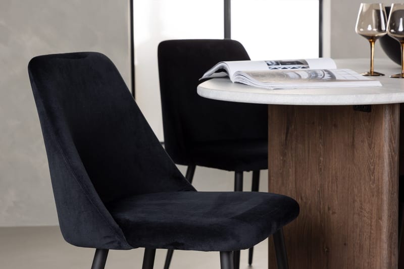 Oval matgrupp Venture Home Svart Ljusgrå 4st - Svart/Lysegrå - Møbler - Bord - Spisegruppe