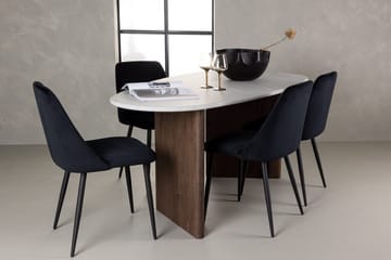 Oval matgrupp Venture Home Svart Ljusgrå 4st - Svart/Lysegrå - Møbler - Bord - Spisegruppe
