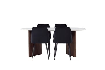 Oval matgrupp Venture Home Svart Ljusgrå 4st - Svart/Lysegrå - Møbler - Bord - Spisegruppe