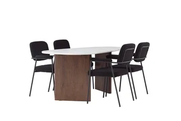 Oval matgrupp Venture Home Svart Ljusgrå 4st - Møbler - Bord - Spisegruppe