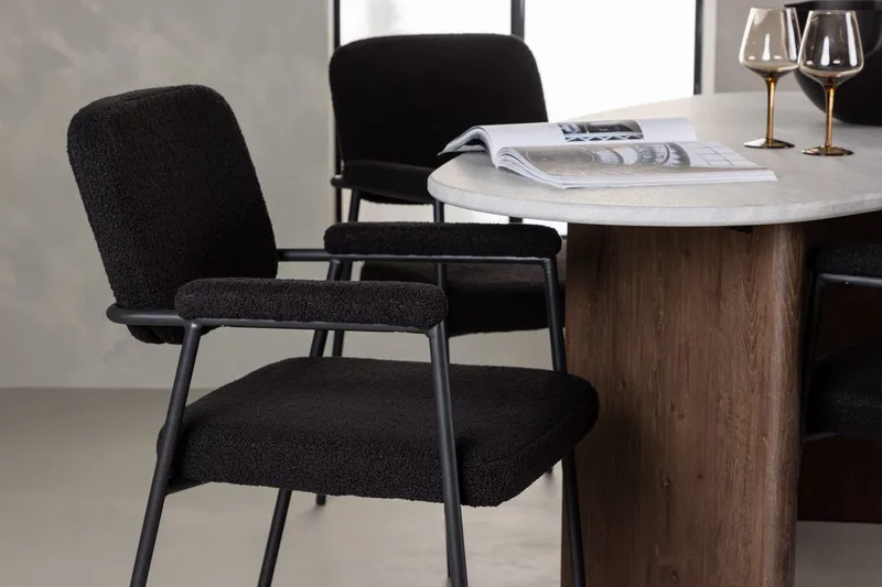 Oval matgrupp Venture Home Svart Ljusgrå 4st - Møbler - Bord - Spisegruppe