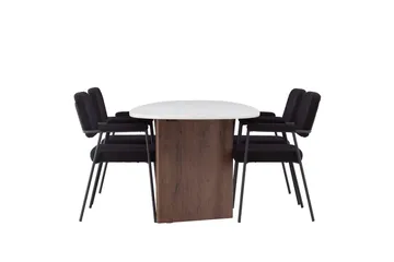 Oval matgrupp Venture Home Svart Ljusgrå 4st - Møbler - Bord - Spisegruppe