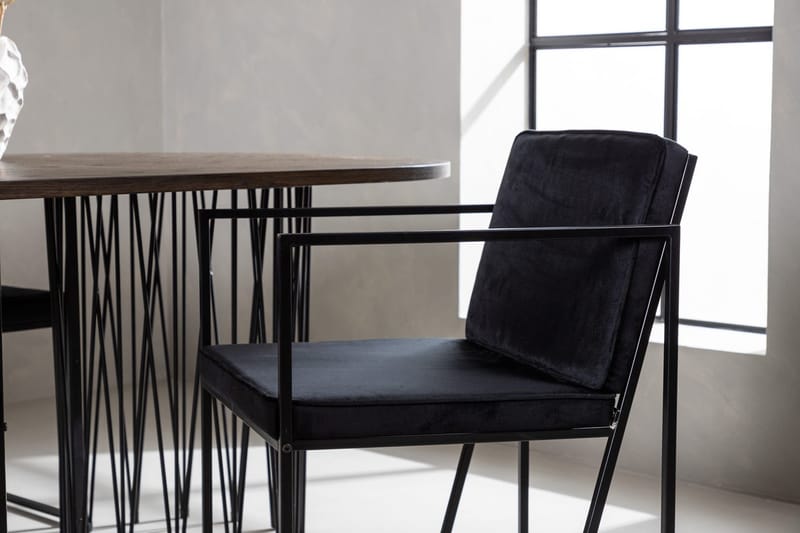 Oval matgrupp Venture Home Svart Mocka 4st - Møbler - Bord - Spisegruppe