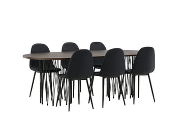 Oval matgrupp Venture Home Svart Mocka 6st - Møbler - Bord - Spisegruppe