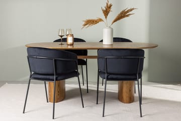 Oval matgrupp Venture Home Svart Natur 4st - Møbler - Bord - Spisegruppe
