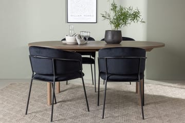 Oval matgrupp Venture Home Svart Natur 4st - Møbler - Bord - Spisegruppe