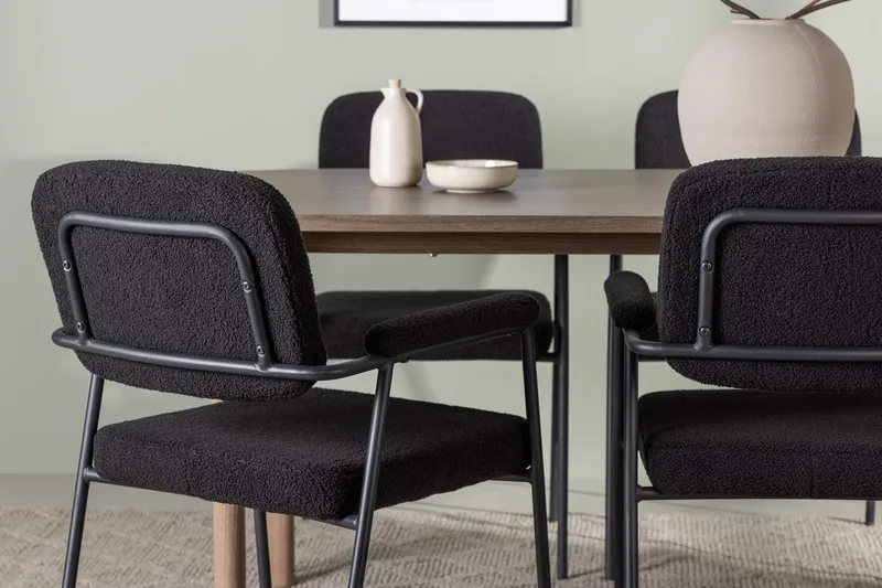 Oval matgrupp Venture Home Svart Natur 4st - Møbler - Bord - Spisegruppe