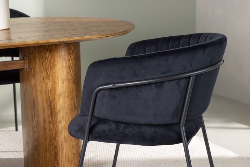 Oval matgrupp Venture Home Svart Natur 4st - Møbler - Bord - Spisegruppe