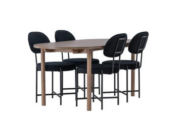 Oval matgrupp Venture Home Svart Natur 4st - Møbler - Bord - Spisegruppe