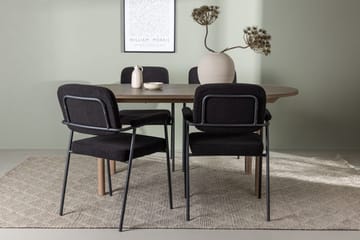 Oval matgrupp Venture Home Svart Natur 4st - Møbler - Bord - Spisegruppe