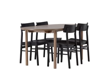 Oval matgrupp Venture Home Svart Natur 4st - Møbler - Bord - Spisegruppe